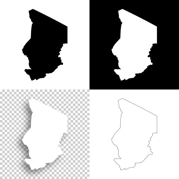 查德地图设计-空白，白色和黑色背景图片下载