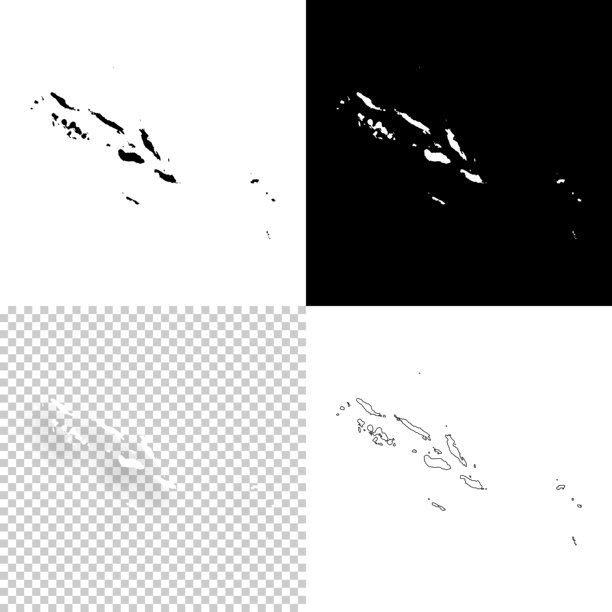 所罗门群岛地图设计-空白，白色和黑色背景图片下载