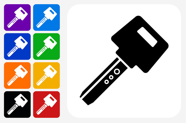 汽车钥匙图标方形按钮设置图片下载