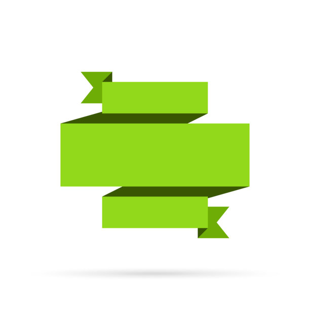 绿色丝带孤立在白色背景-设计元素图片下载