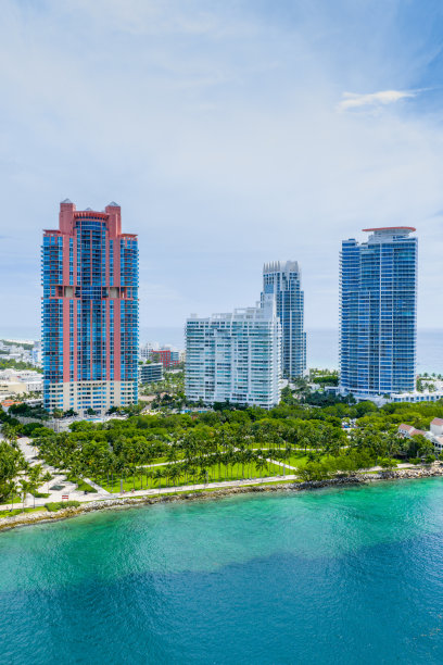 迈阿密海滩佛罗里达州的高层建筑鸟瞰垂直照片图片下载