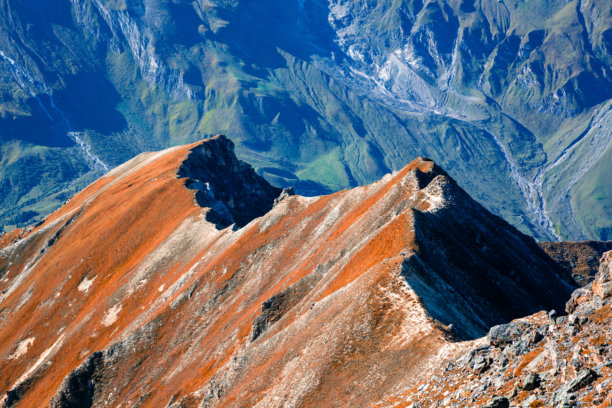 全景山脊。山地风景野生自然背景。格罗斯格洛克纳高山公路。奥地利的荒野，欧洲图片下载