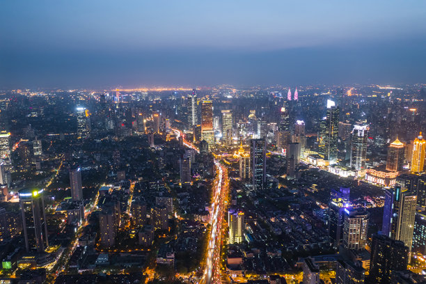 上海静安区南北高架路的航拍照片，上海，中国，亚洲。图片下载