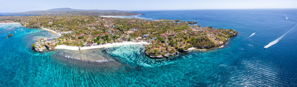 巴厘岛，印度尼西亚，魔鬼之眼，蓝梦岛的航拍照片，包括岛屿和海洋。图片下载