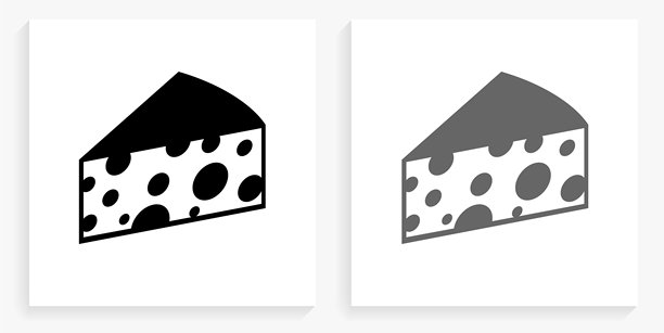 奶酪黑白方形图标图片下载