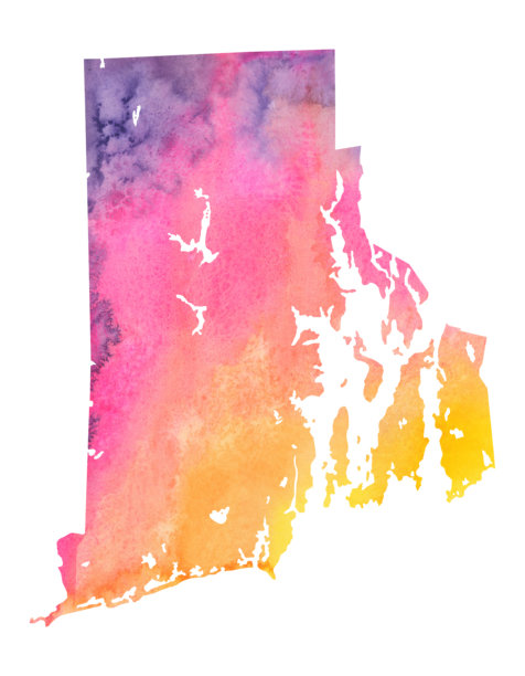 罗德岛水彩栅格地图插图图片下载