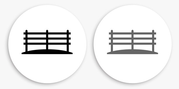 农场围栏黑白圆形图标图片下载