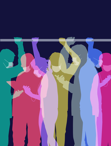 佩戴医用口罩的通勤者图片下载