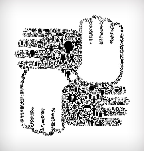 手联合流感冠状病毒图标模式图片下载