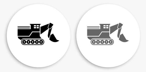 推土机黑白圆形图标图片下载