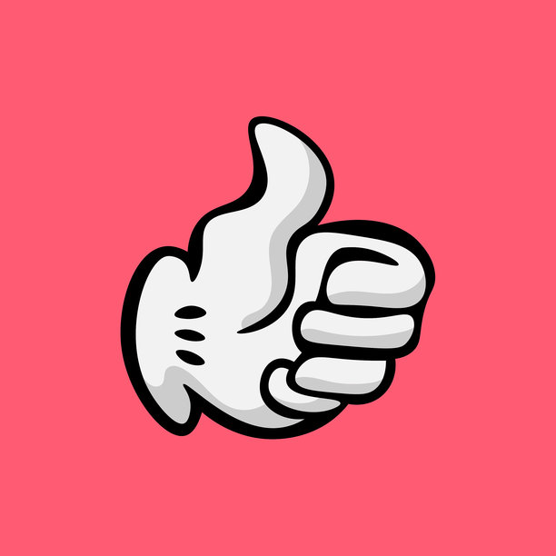 给卡通风格的插图点赞图片下载