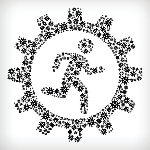 Stick Figure Running Gear流感冠状病毒图标模式图片下载