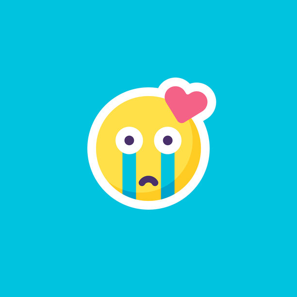 表情贴纸上的蓝色黑底平面设计图片下载