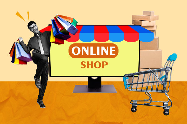 黑色星期五促销艺术作品草图照片拼贴，展示了购物、信用卡消费、浪费金钱、购物车和快乐的男人走路。图片下载