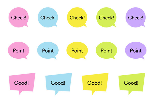 彩色对话气泡和文字素材套件图片下载