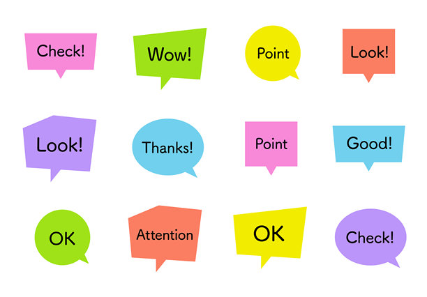 彩色对话气泡和文字素材套件图片下载