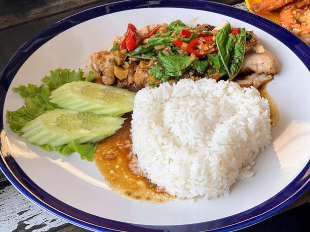 一盘有米饭、蔬菜和肉的食物的照片。图片下载