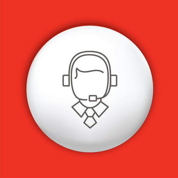 细线图标在闪亮的按钮-客户服务图片下载