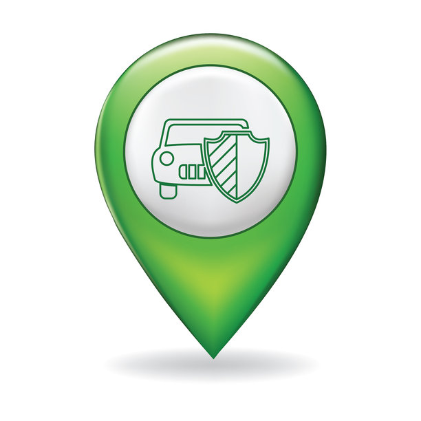 在地图指针针上的细线图标-汽车保险图片下载