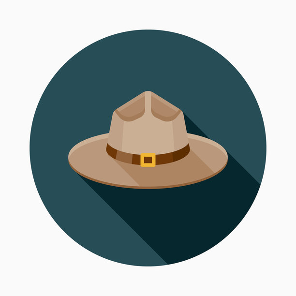 加拿大警察帽子图标与侧影图片下载