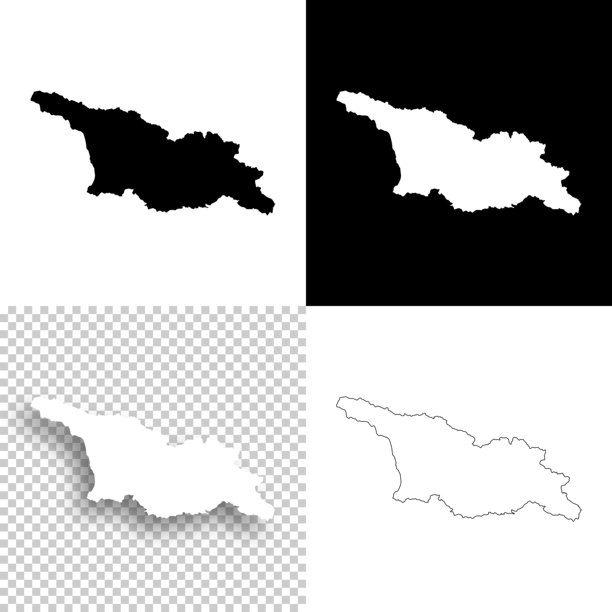 乔治亚州地图设计-空白，白色和黑色背景图片下载