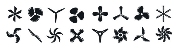 矢量螺旋风扇推进器叶片电机。转子形状船舶空气螺旋桨符号工业冷却气流。图片下载