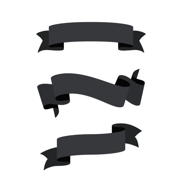 一套黑色丝带，横幅-设计元素上的白色背景图片下载