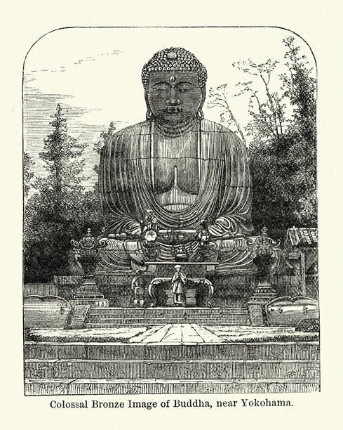 巨大的青铜佛像，横滨附近，日本，19世纪图片下载