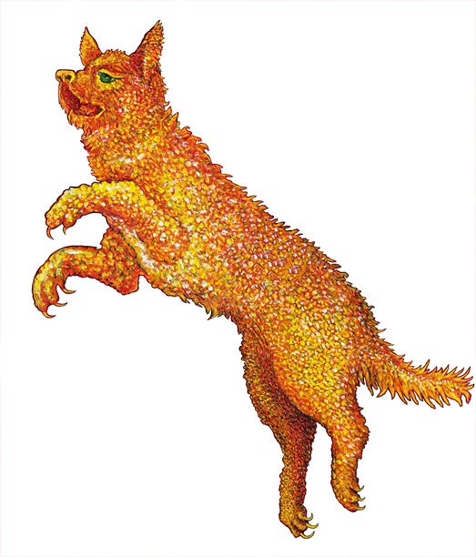 时尚的插画现代艺术作品我的原始油画在画布上讽喻象征幻想绘画神话火狗图片下载