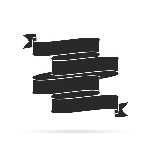 黑色丝带孤立在白色背景-设计元素图片下载