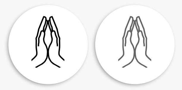 手在一起黑色和白色圆形图标图片下载