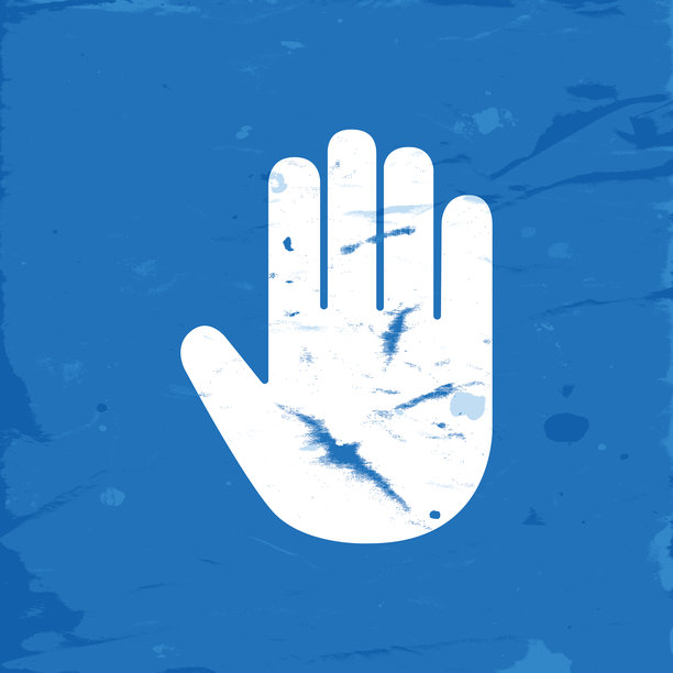 图标手掌在蓝色Grunge背景图片下载