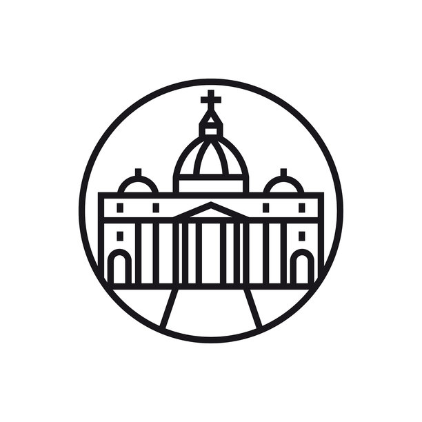 矢量长方形教堂-线图标图片下载