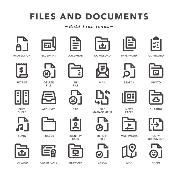 文件和文档-粗体线图标图片下载