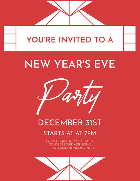 装饰艺术除夕派对邀请模板图片下载