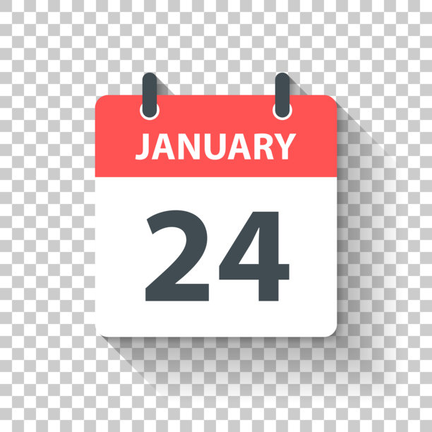 1月24日-日日历图标在平面设计风格图片下载
