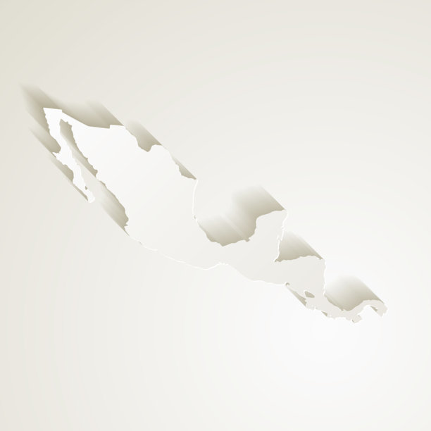 中美洲地图与剪纸效果空白背景图片下载