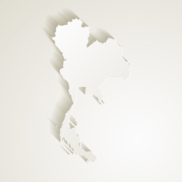 泰国地图与剪纸效果空白背景图片下载