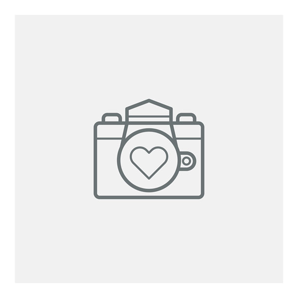 带心形符号的相机矢量图标图片下载