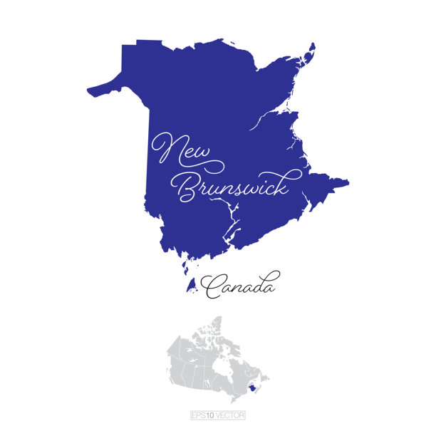 新不伦瑞克加拿大矢量地图插图图片下载