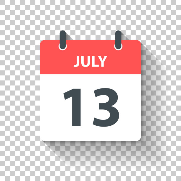 7月13日-日日历图标在平面设计风格图片下载