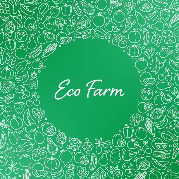 生态农场-有机和健康产品载体模式和抽象背景。图片下载