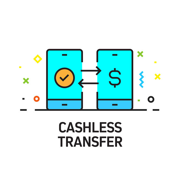 无现金转移平面线图标，轮廓向量符号插图。完美像素，可编辑的描边。图片下载