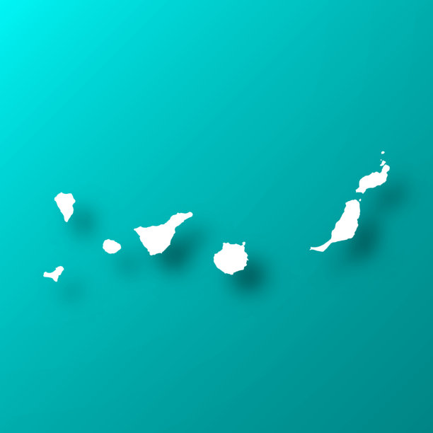 加那利群岛地图上的蓝绿色背景与阴影图片下载