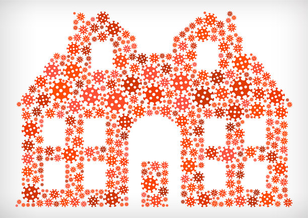 房屋流感冠状病毒图标模式图片下载