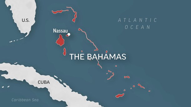 巴哈马 - 世界地图的缩放。巴哈马的动画矢量地图。4K视频素材。动态图形。图片下载