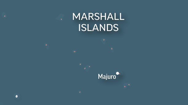 马绍尔群岛 - 世界地图的缩放。马绍尔群岛的动画矢量地图。4K视频素材。动态图形。图片下载