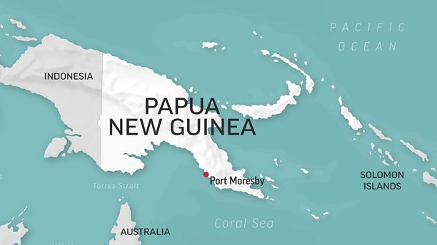 巴布亚新几内亚 - 世界地图的特写。巴布亚新几内亚的动画矢量地图。4K视频素材。动态图形。图片下载