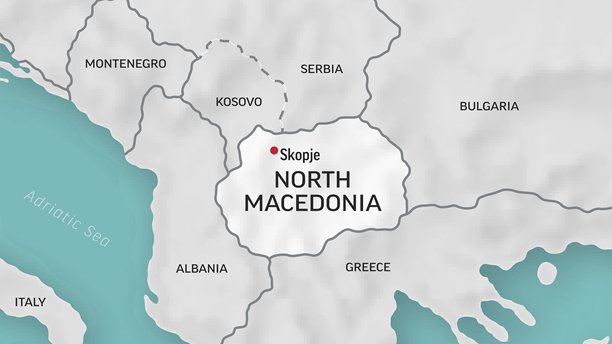 北马其顿 - 世界地图的特写。北马其顿的动画矢量地图。4K视频素材。动态图形。图片下载