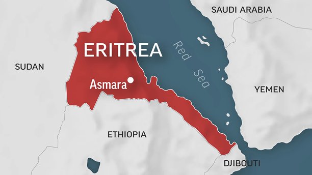 厄立特里亚 - 世界地图的特写。厄立特里亚的动画矢量地图。4K视频素材。动态图形。图片下载